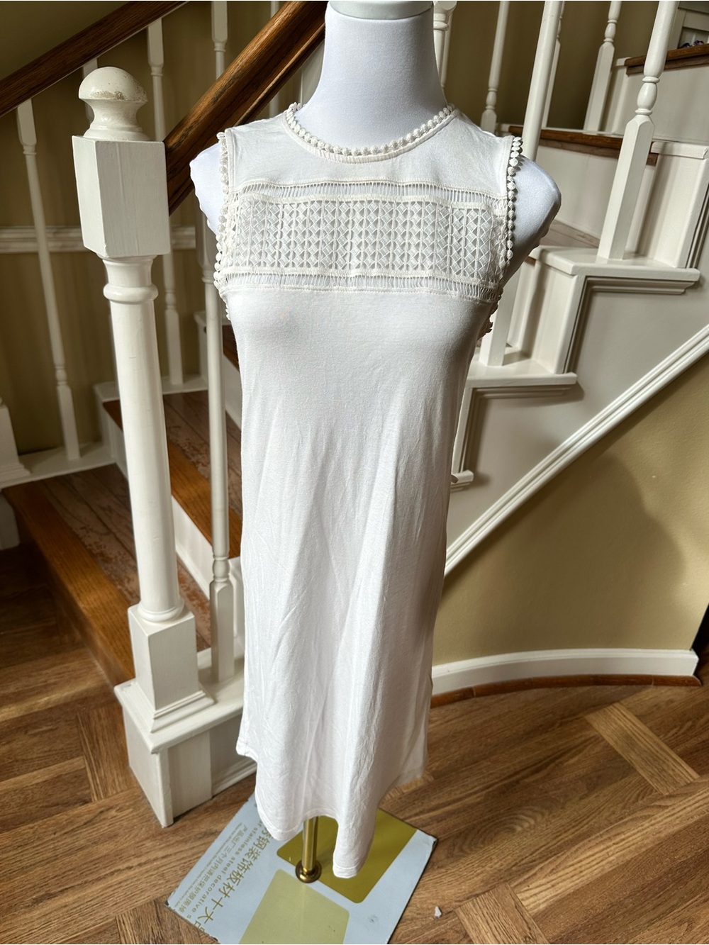Cream Dress  Lace Trim Soft Casual Summer Spring Coastal H&M XS